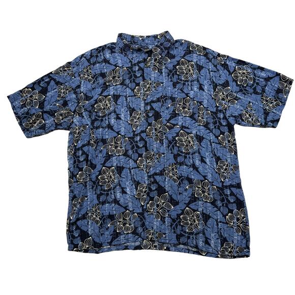 Hawaiian Shirt Men's XXLT‎ Floral Blue Button Down Beach Casual 90s Puritan - Picture 1 of 7